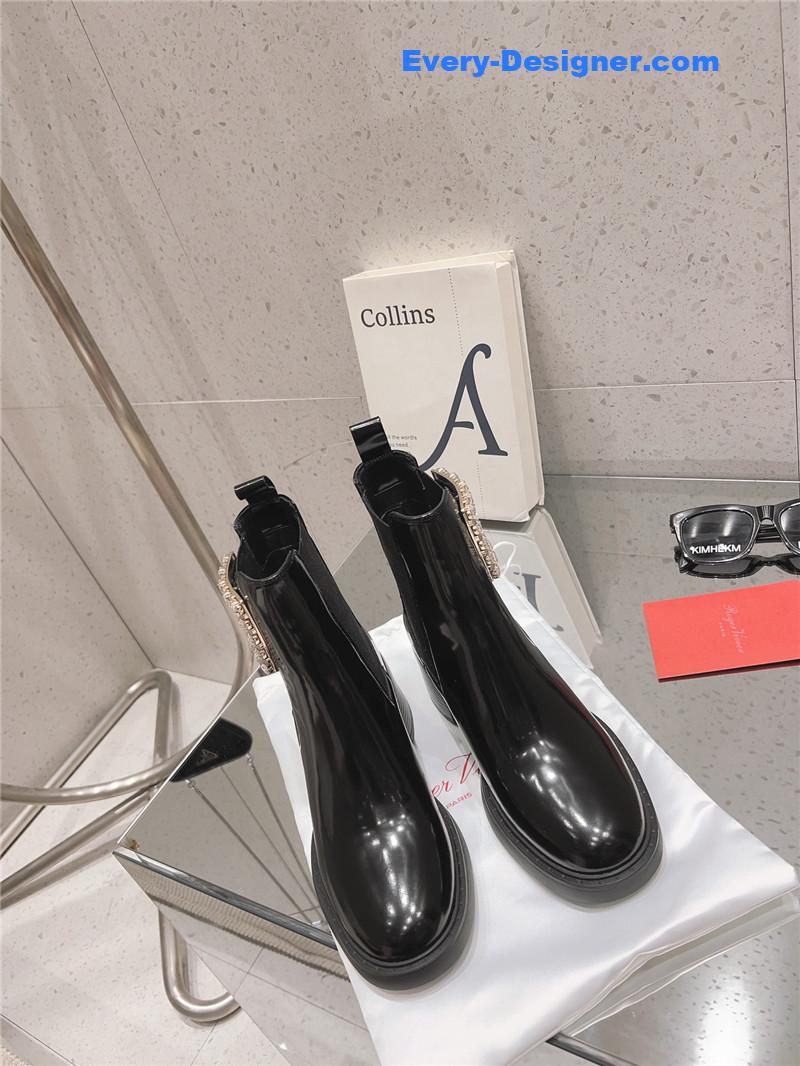 Roger vivier square buckle ankle boots