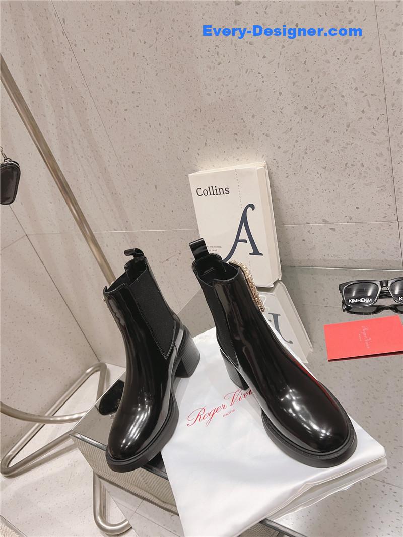 Roger vivier square buckle ankle boots