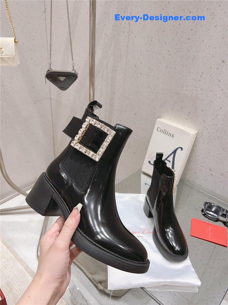 Roger vivier square buckle ankle boots