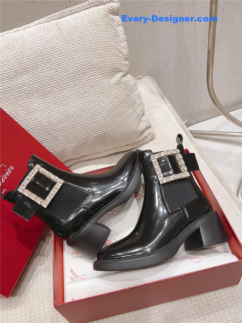 Roger vivier square buckle ankle boots
