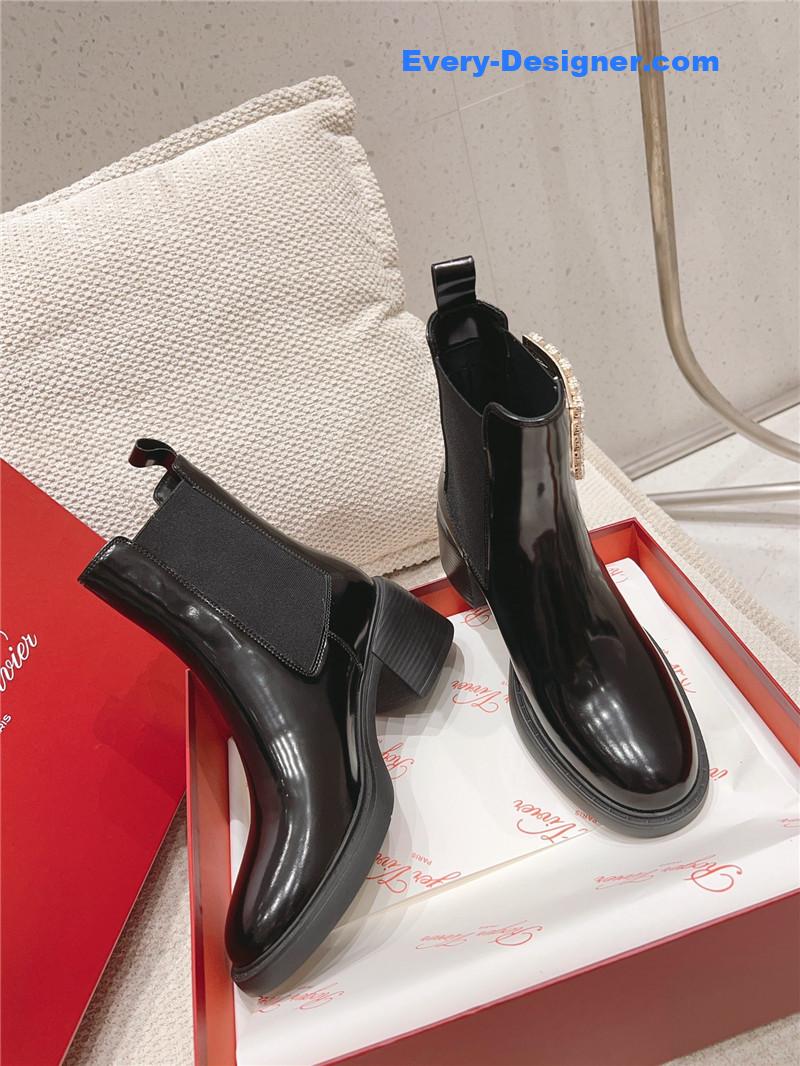 Roger vivier square buckle ankle boots