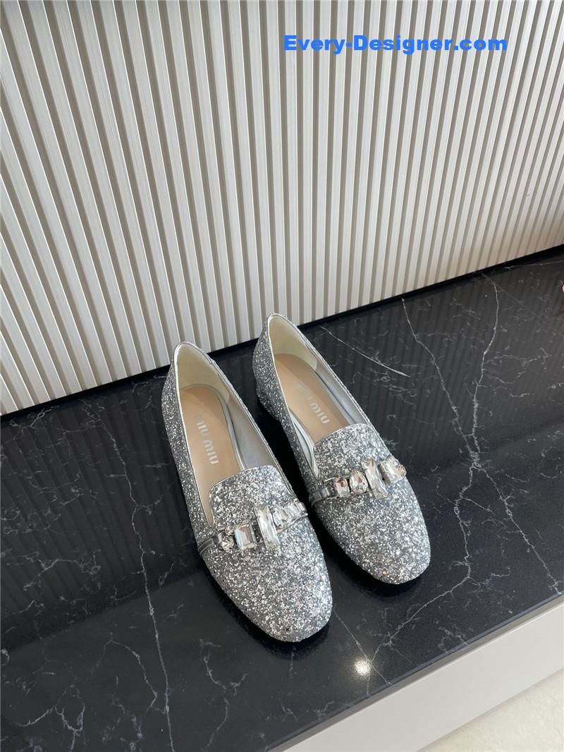 m1um1u flat D1am0nd buckle loafers
