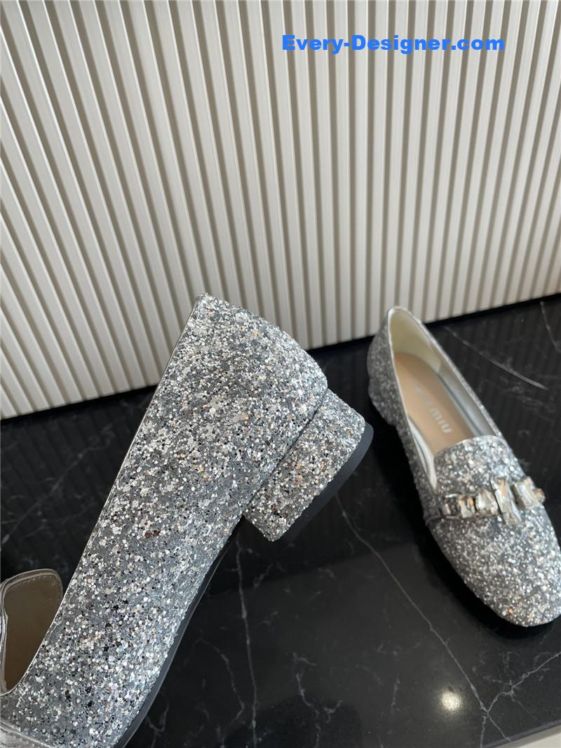 m1um1u flat D1am0nd buckle loafers