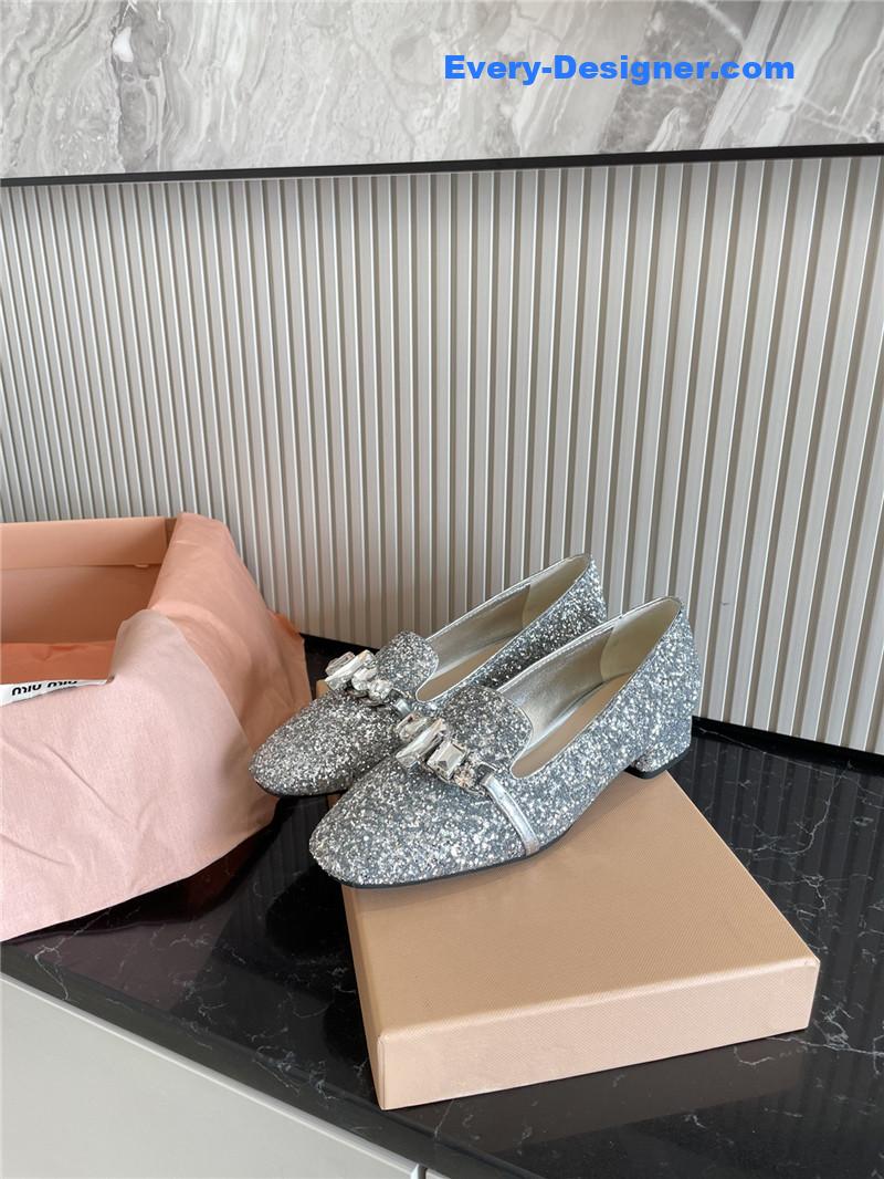 m1um1u flat D1am0nd buckle loafers