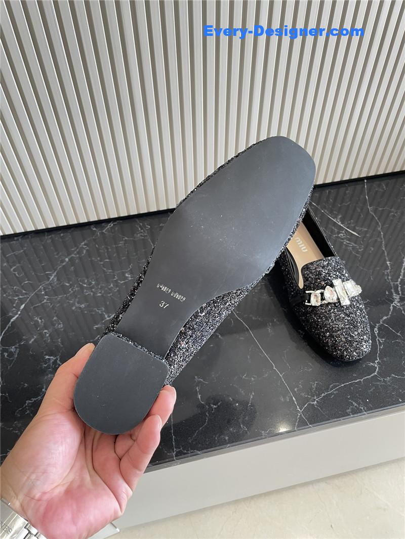 m1um1u flat D1am0nd buckle loafers