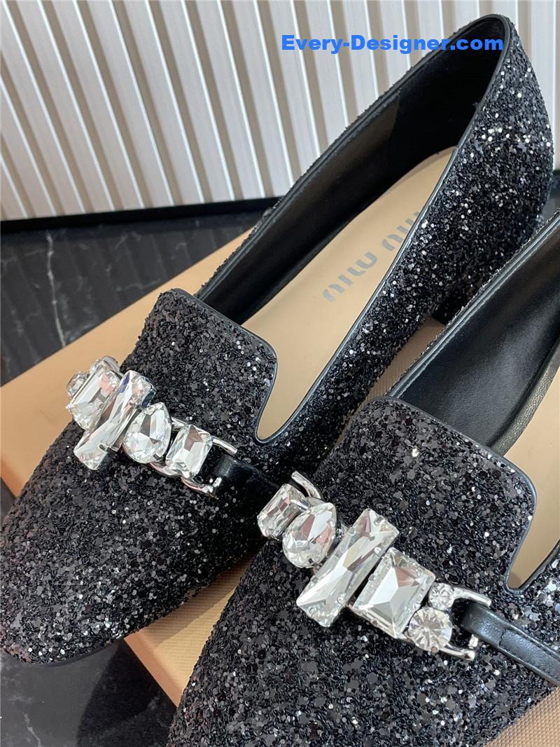 m1um1u flat D1am0nd buckle loafers