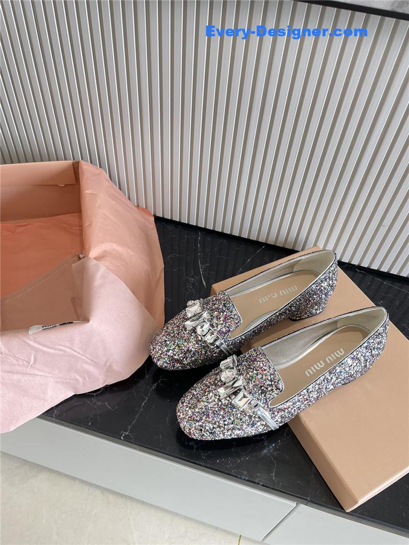 m1um1u flat D1am0nd buckle loafers