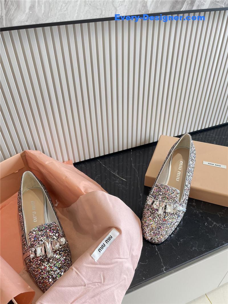 m1um1u flat D1am0nd buckle loafers