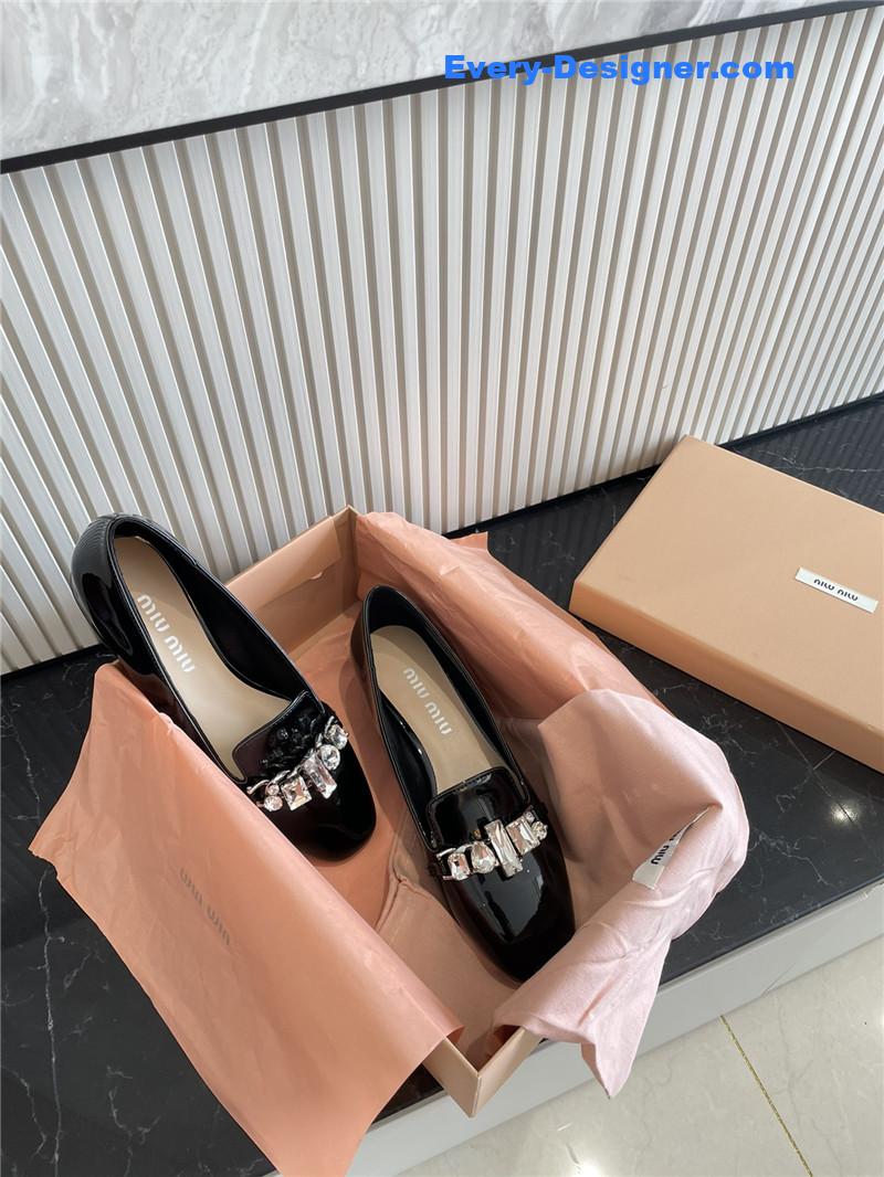 m1um1u flat D1am0nd buckle loafers