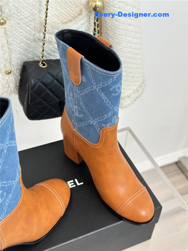 CC new chunky heel cowboy boots