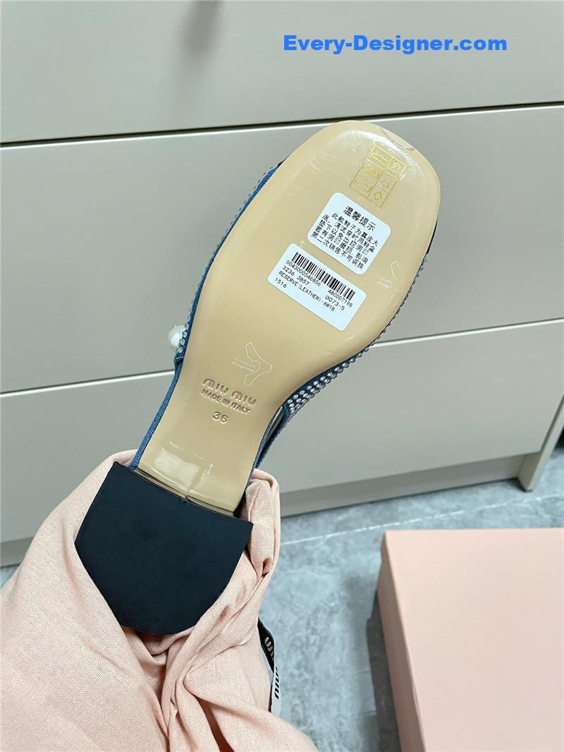 M1um1u chunky heel chain pearl pearl mary jane shoes