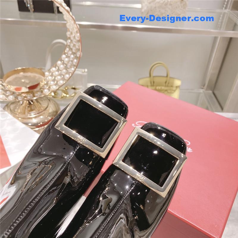 Roger vivier metal square buckle ankle boots