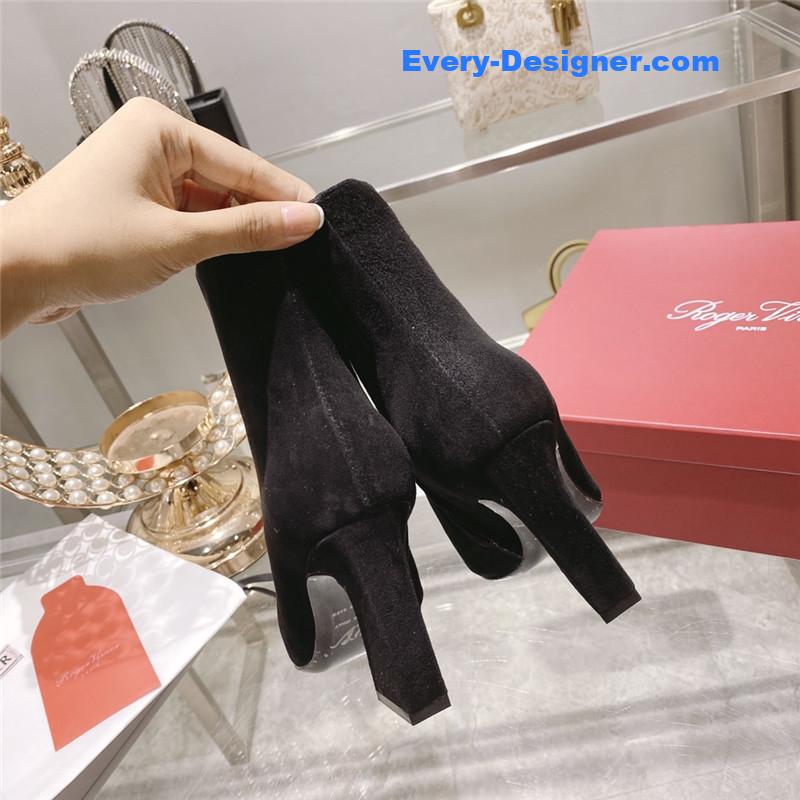 Roger vivier metal square buckle ankle boots