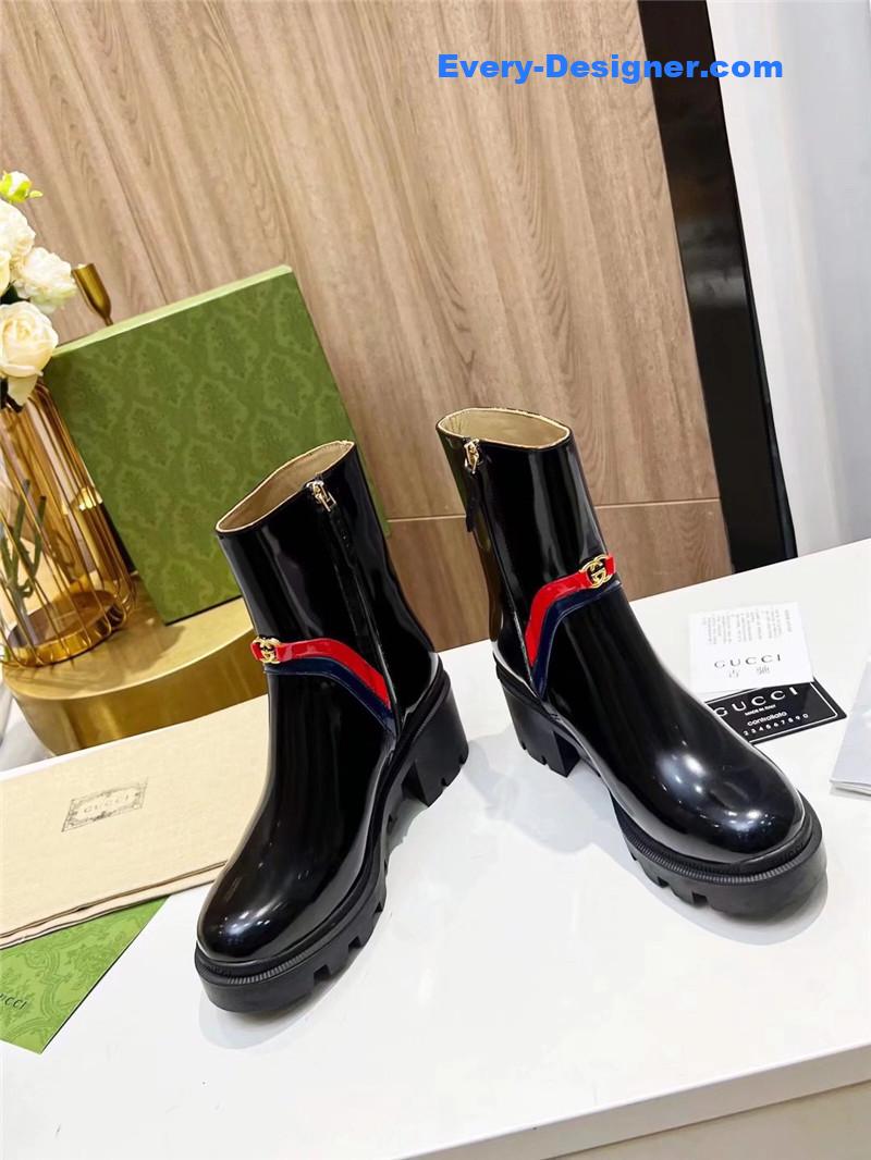 Gvc*1 black web stripe 85mm ankle boots