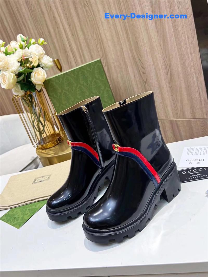 Gucci Black Web Stripe 85mm Ankle Boots