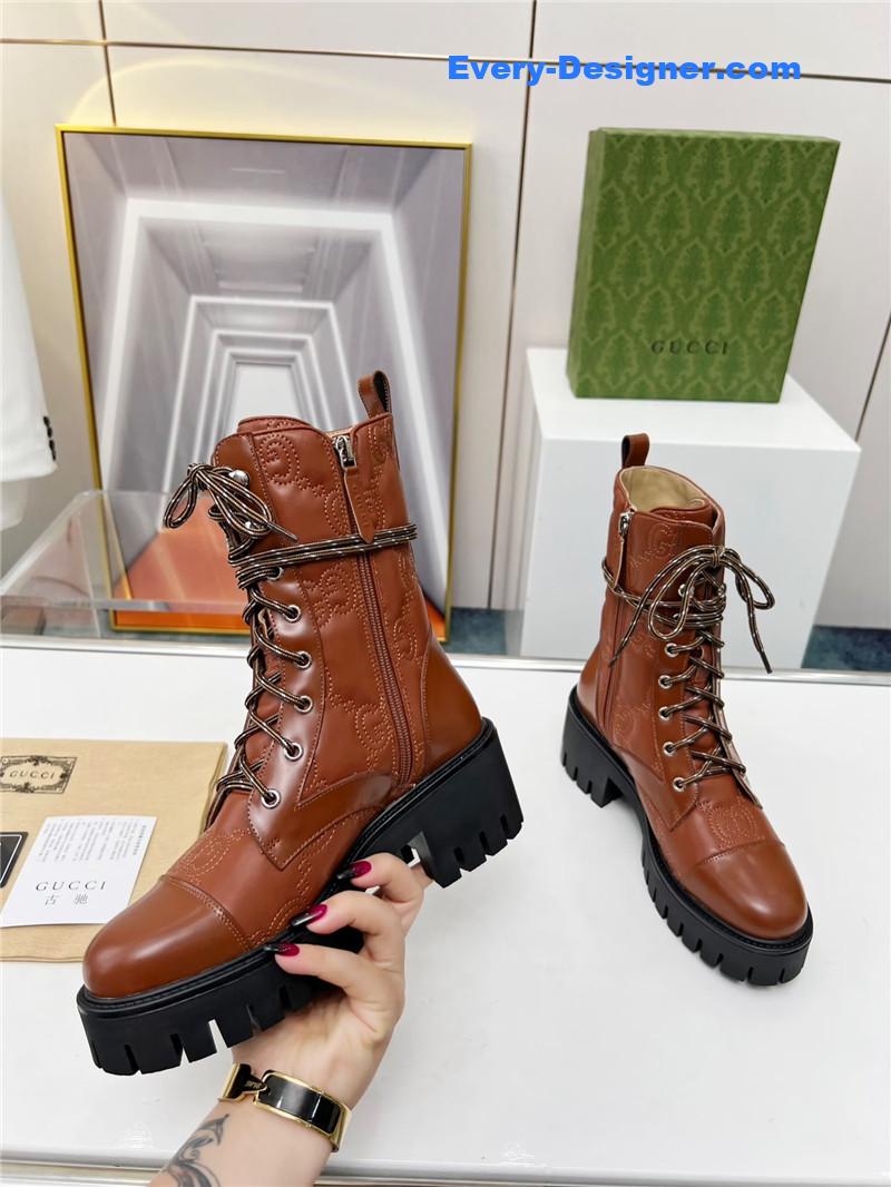 Gvc*1 double g electric embroidery version lace-up 8 inch boots