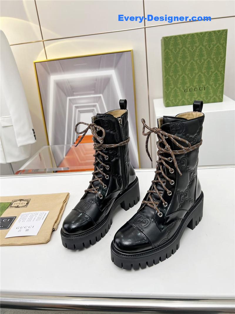 Gvc*1 double g electric embroidery version lace-up 8 inch boots