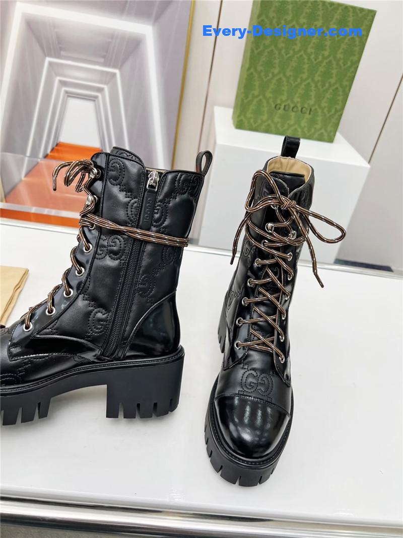 Gvc*1 double g electric embroidery version lace-up 8 inch boots