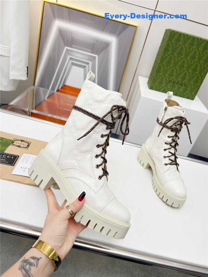 Gvc*1 double g electric embroidery version lace-up 8 inch boots