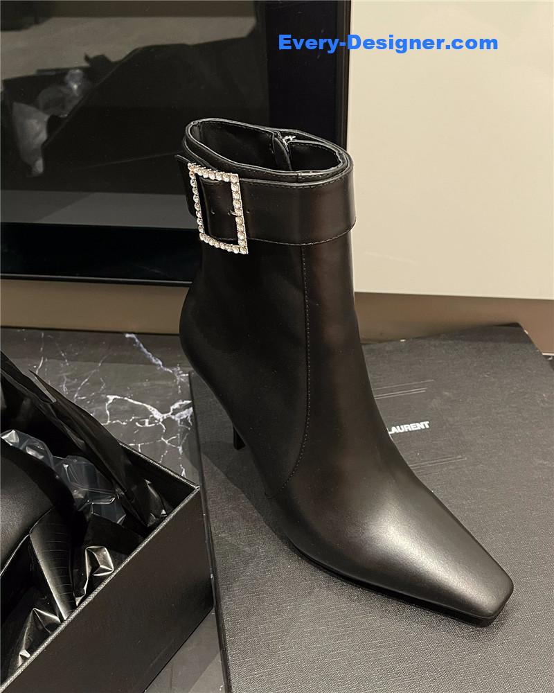 y51 autumn and winter square D1am0nd buckle ankle boots