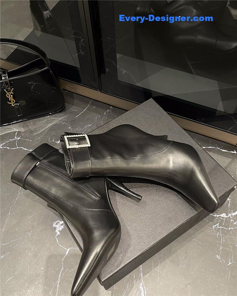 y51 autumn and winter square D1am0nd buckle ankle boots