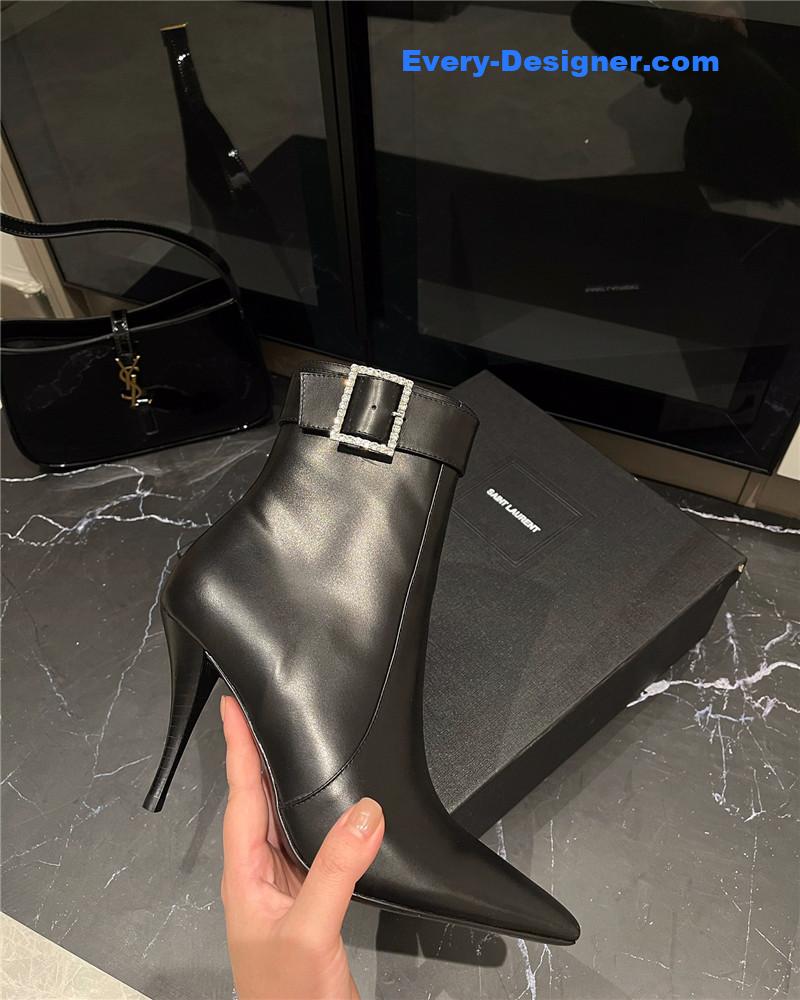 y51 autumn and winter square D1am0nd buckle ankle boots