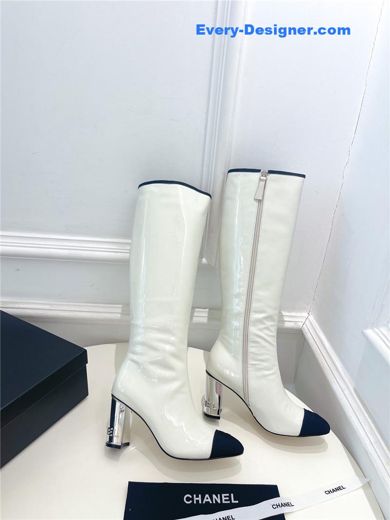 CC classic patent leather high heel boots