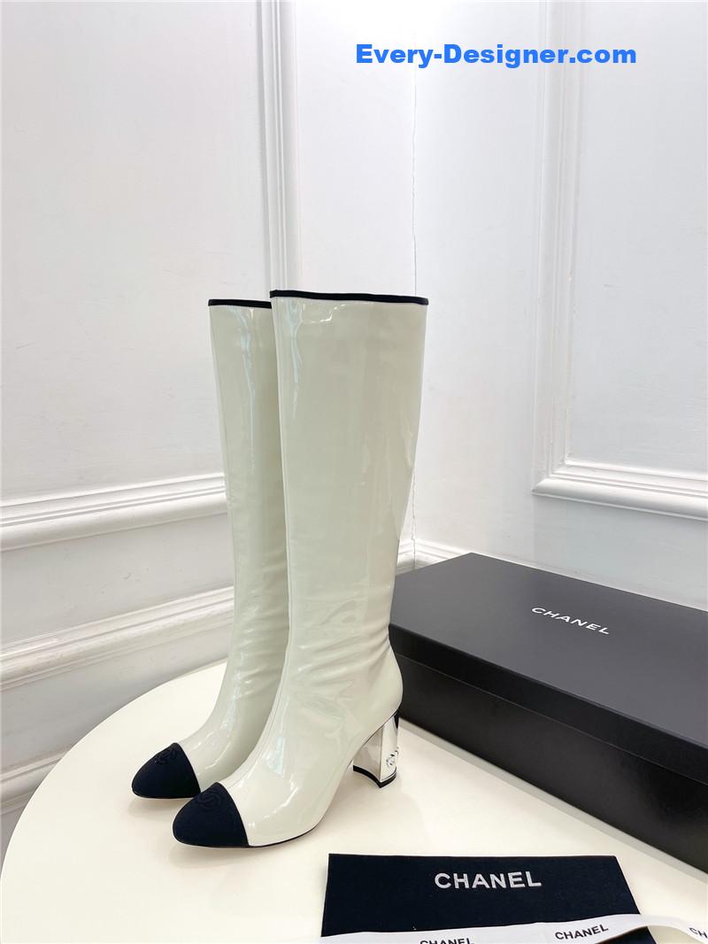 CC classic patent leather high heel boots