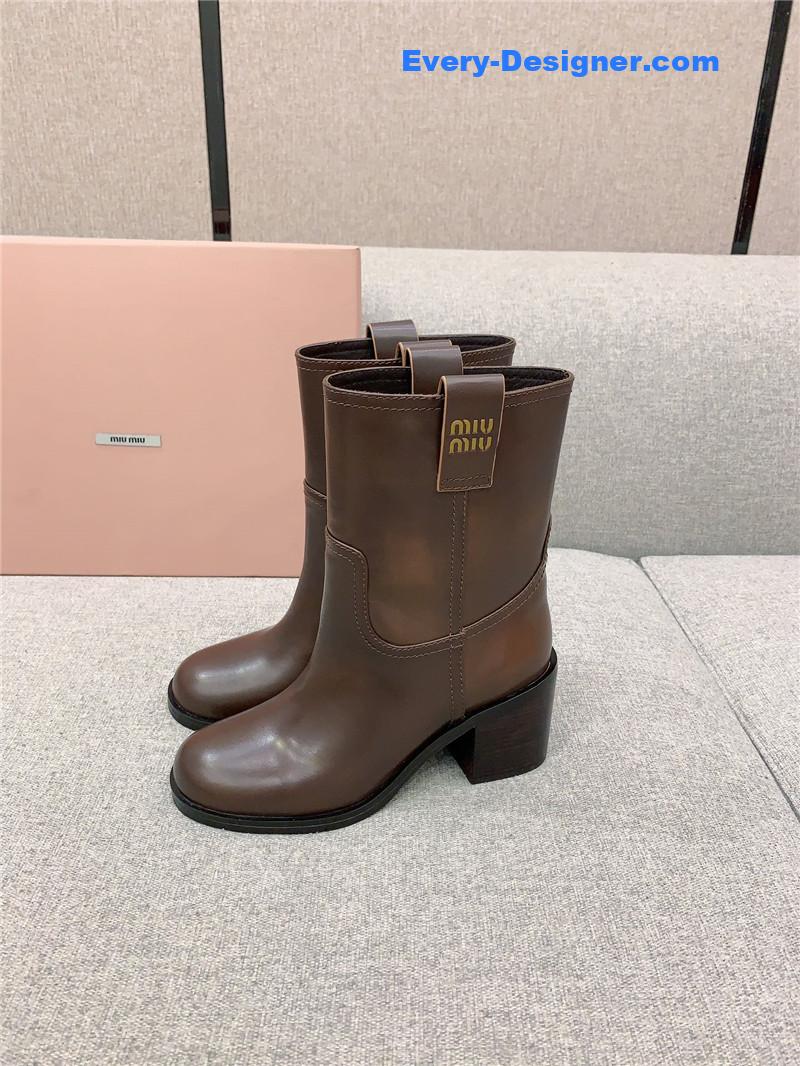 M1um1u new thick heel straight short boots