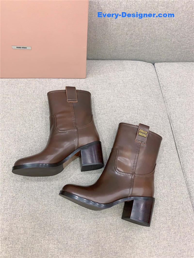 M1um1u new thick heel straight short boots