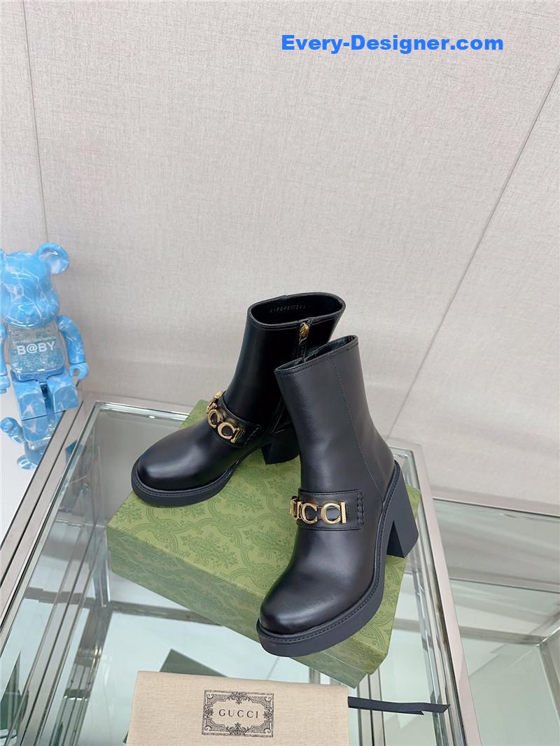 Gvc*1 metal letter buckle high heel boots