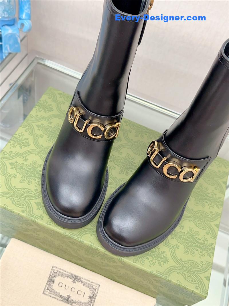 Gvc*1 metal letter buckle high heel boots