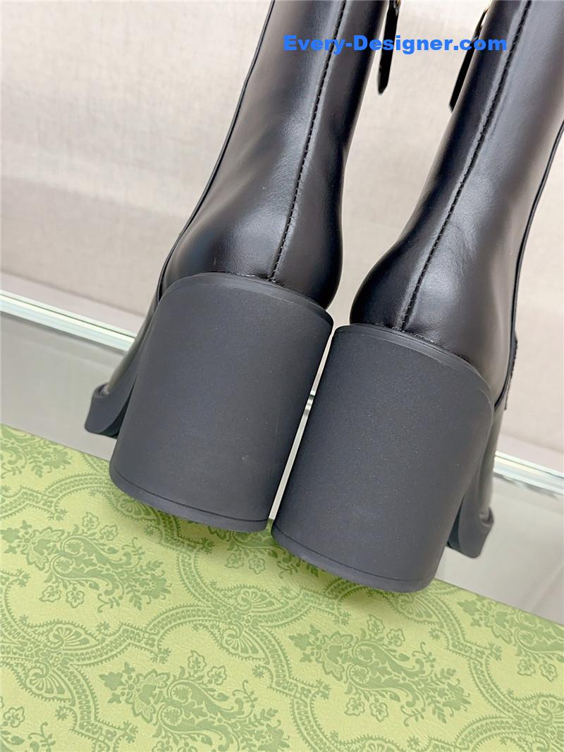 Gvc*1 metal letter buckle high heel boots