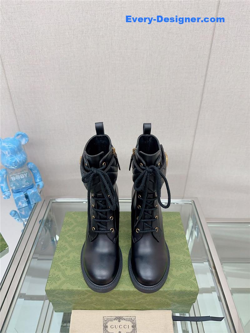 Gvc*1 double g buckle lace-up high heel boots