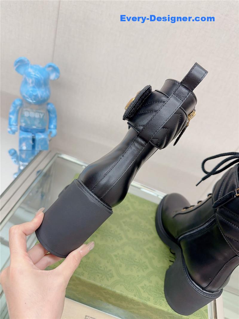 Gvc*1 double g buckle lace-up high heel boots