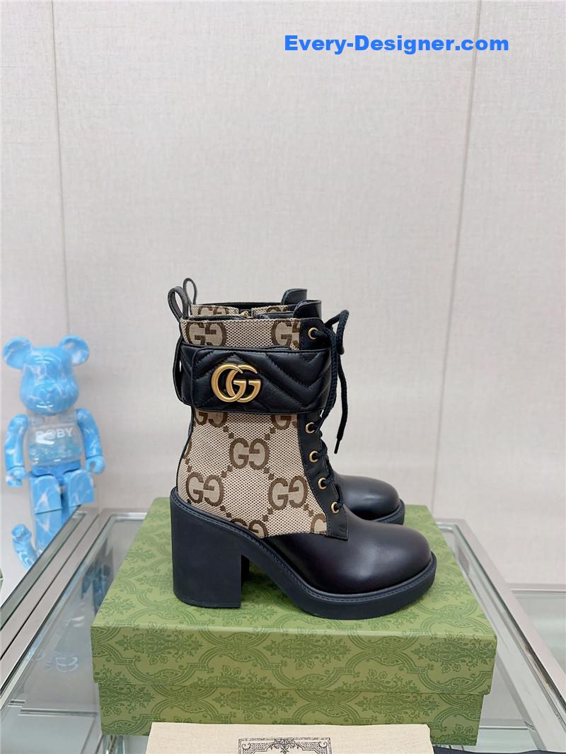 Gvc*1 double g buckle lace-up high heel boots