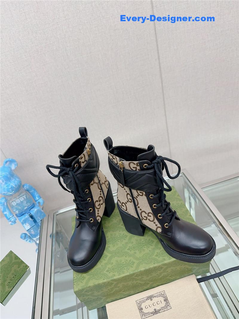 Gvc*1 double g buckle lace-up high heel boots