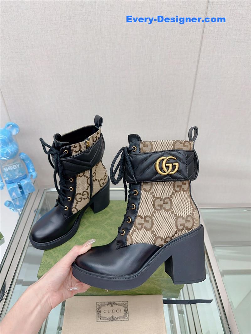 Gvc*1 double g buckle lace-up high heel boots