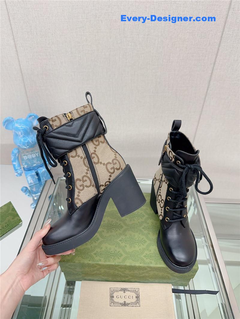 Gvc*1 double g buckle lace-up high heel boots
