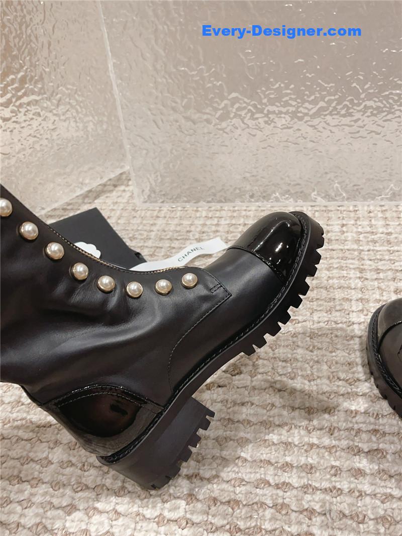 CC new autumn and winter pearl zipper boots