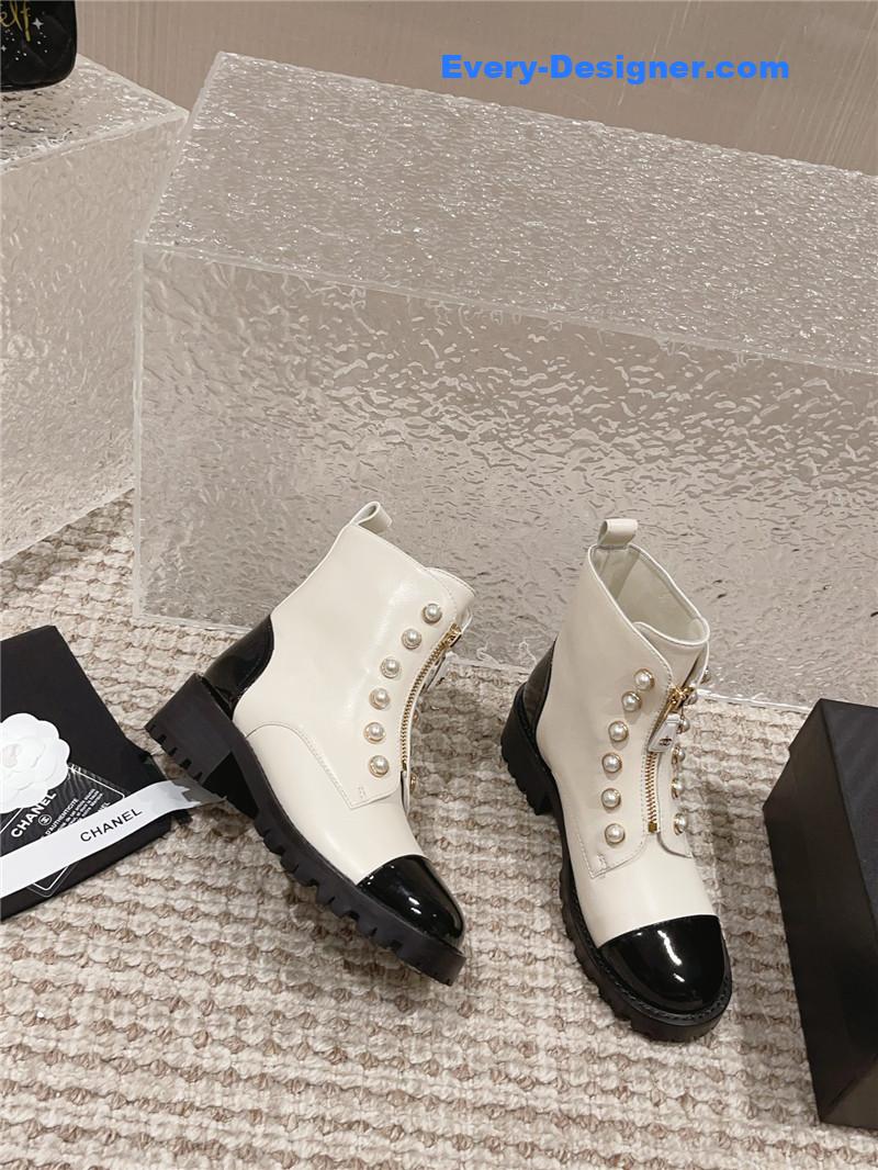 CC new autumn and winter pearl zipper boots