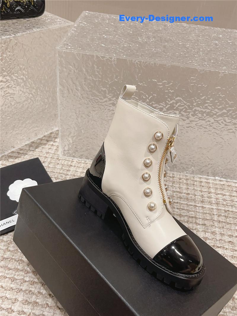 CC new autumn and winter pearl zipper boots