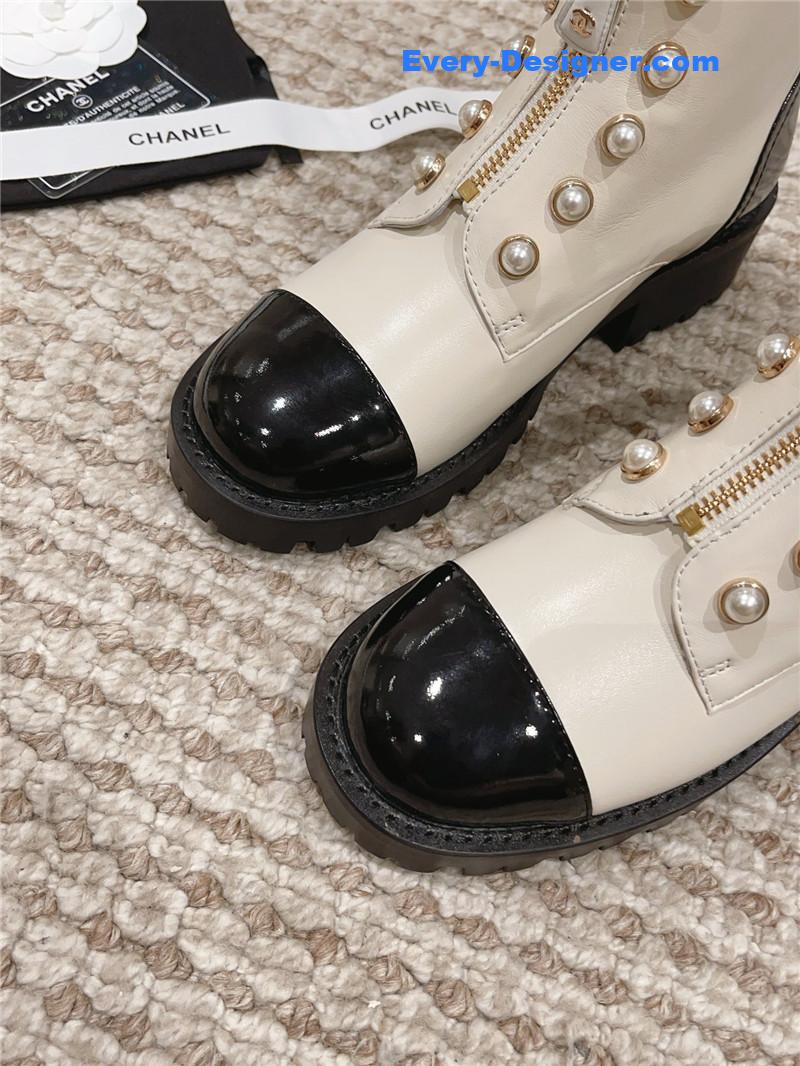 CC new autumn and winter pearl zipper boots