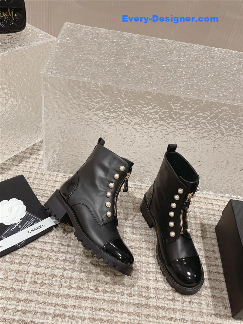 CC new autumn and winter pearl zipper boots