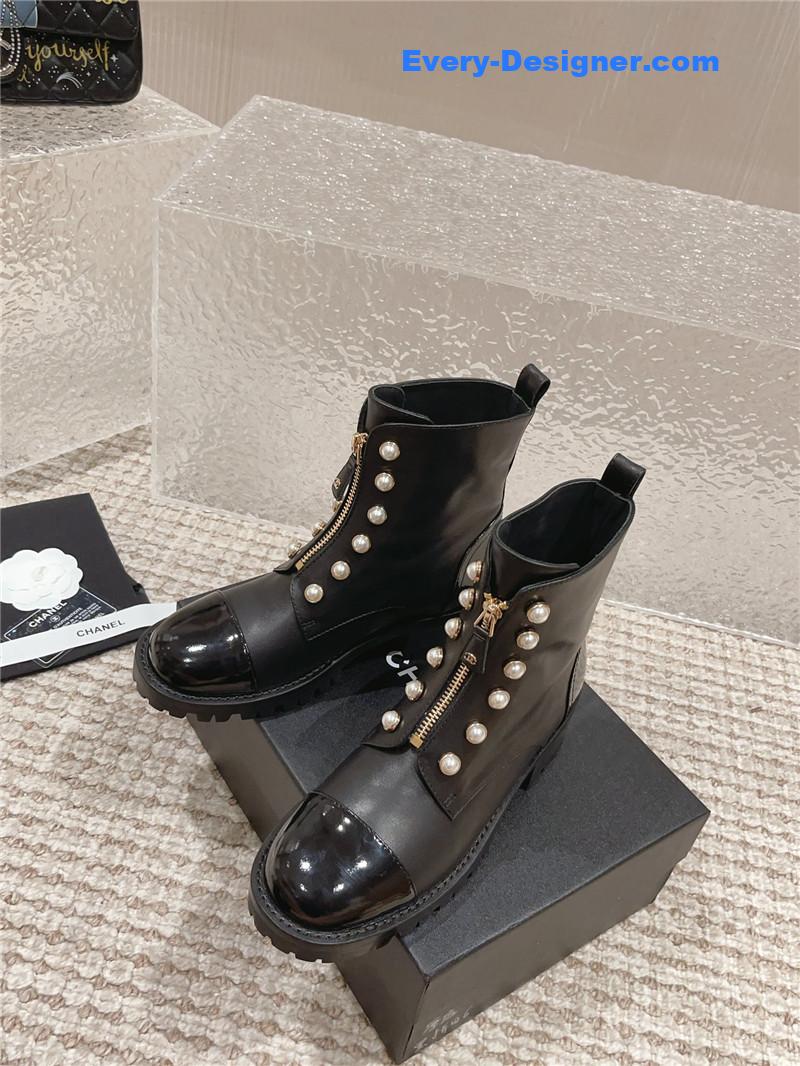 CC new autumn and winter pearl zipper boots
