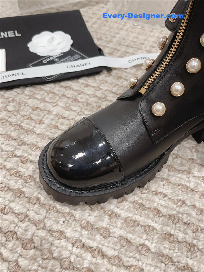 CC new autumn and winter pearl zipper boots