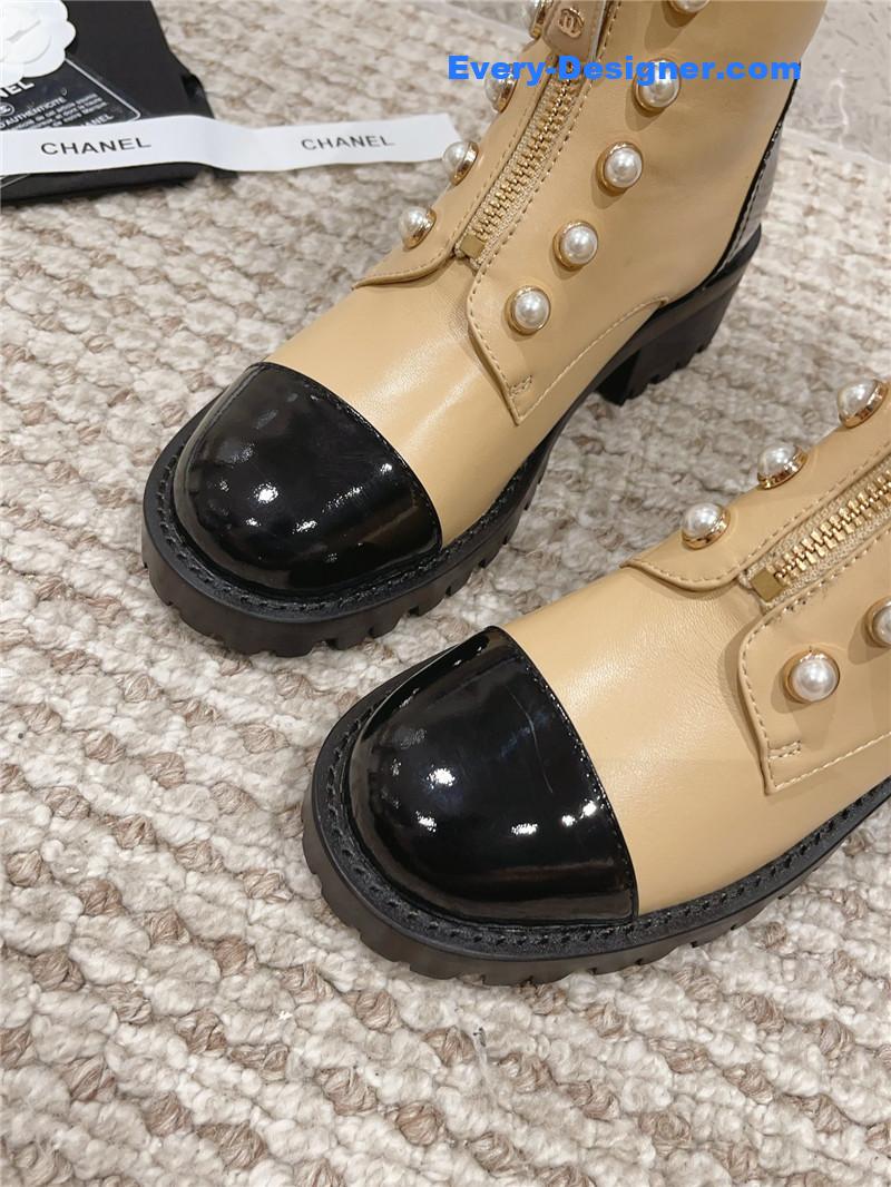 CC new autumn and winter pearl zipper boots