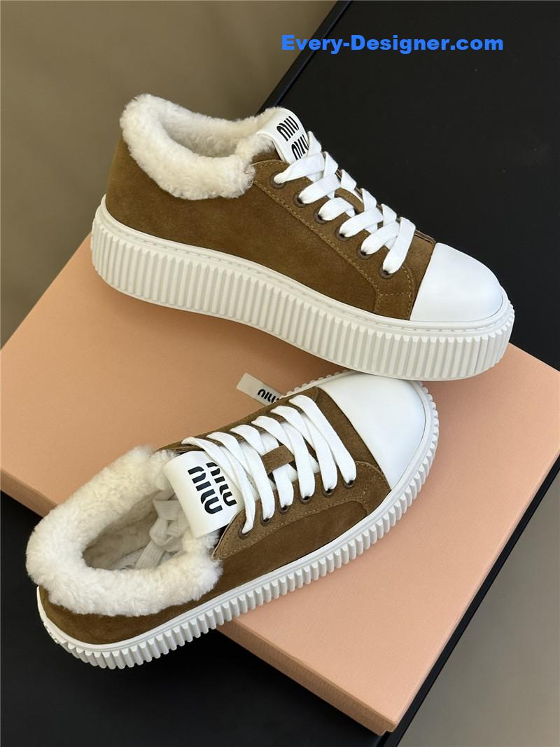 M1um1u autumn and winter lamb wool series sneakers