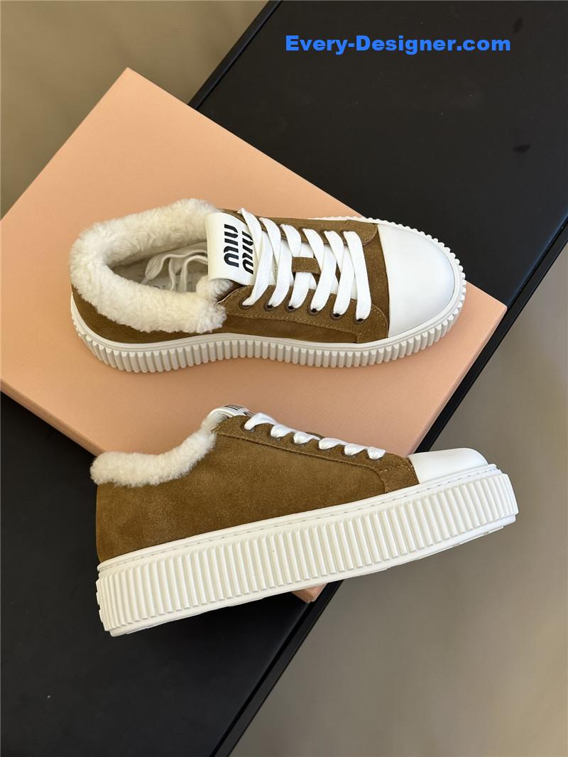 M1um1u autumn and winter lamb wool series sneakers