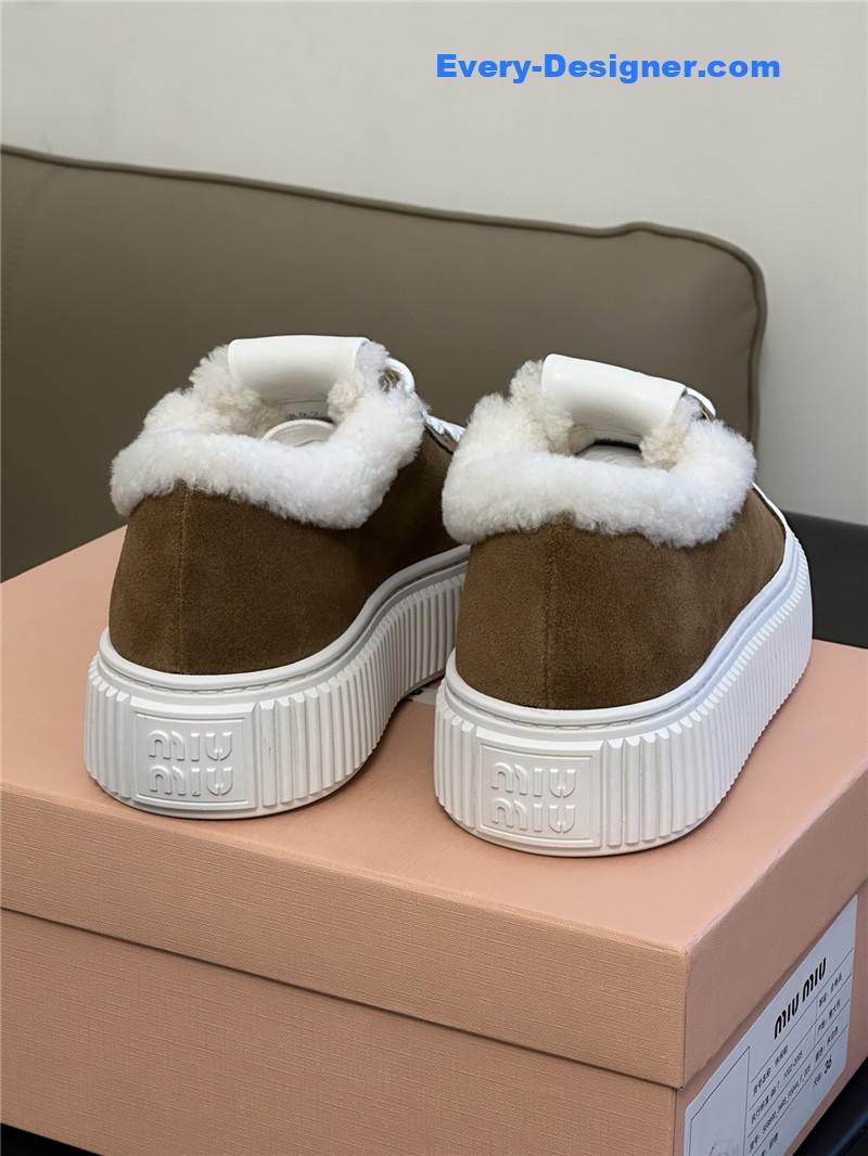 M1um1u autumn and winter lamb wool series sneakers